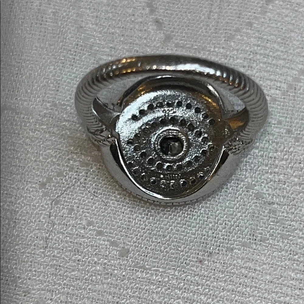 Silver Evil Eye Fashion Ring with Blue Accents